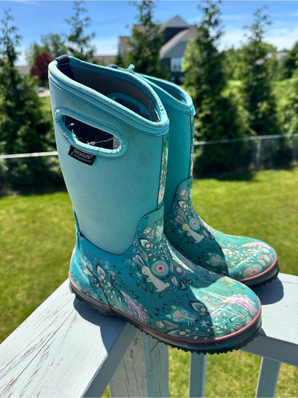 *FLAWED* Bogs | Teal Classic Forest Rain Boots | Size 6